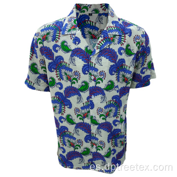 Top de camisa hawaiana estampada de manga corta para hombres personalizados